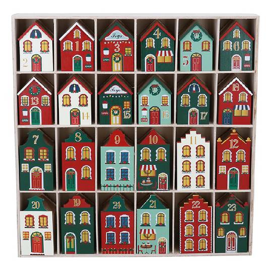 Wood Advent Calendar Dutch Houses 35cm *ETA Nov